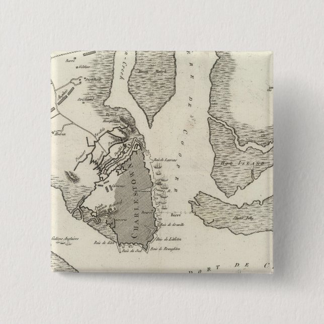Badge Carré 5 Cm Siège de Charleston (Devant)