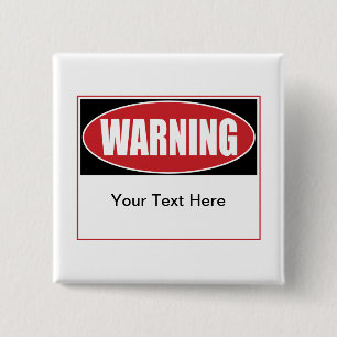 Badge Carré 5 Cm Signal d'avertissement personnalisable