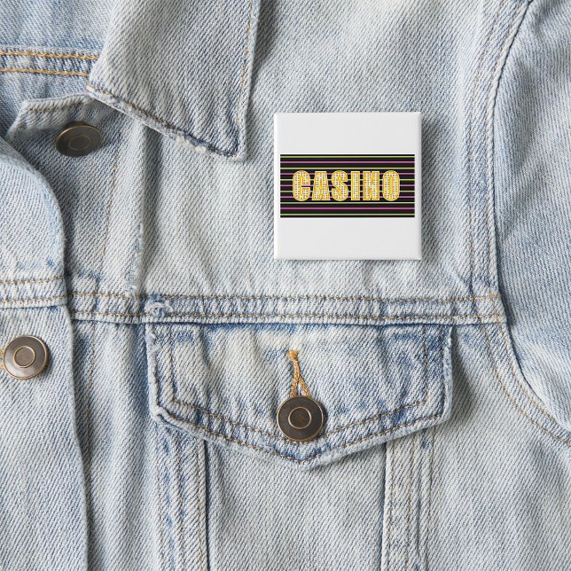Badge Carré 5 Cm Signe Casino avec lettres de points Neon Polka (Créateur téléchargé)