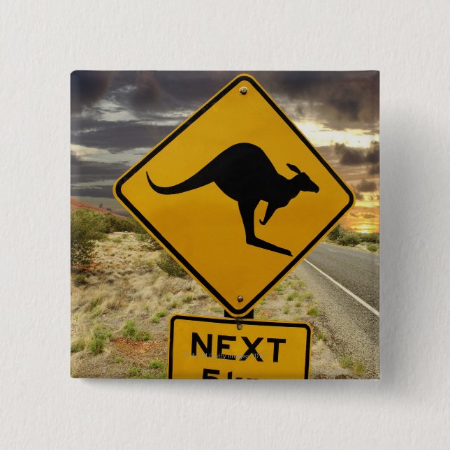 Badge Carré 5 Cm Signe de kangourou, Australie (Devant)