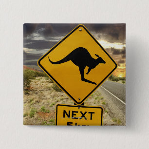 Badge Carré 5 Cm Signe de kangourou, Australie