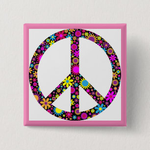 Badge Carré 5 Cm SIGNE DE PAIX FLORALE super