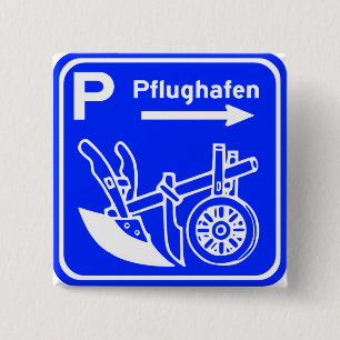 Badge Carré 5 Cm Signe de route de Pflughafen Schild