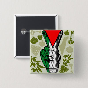 Badge Carré 5 Cm Signe de victoire à la main Résistance Symbole du 