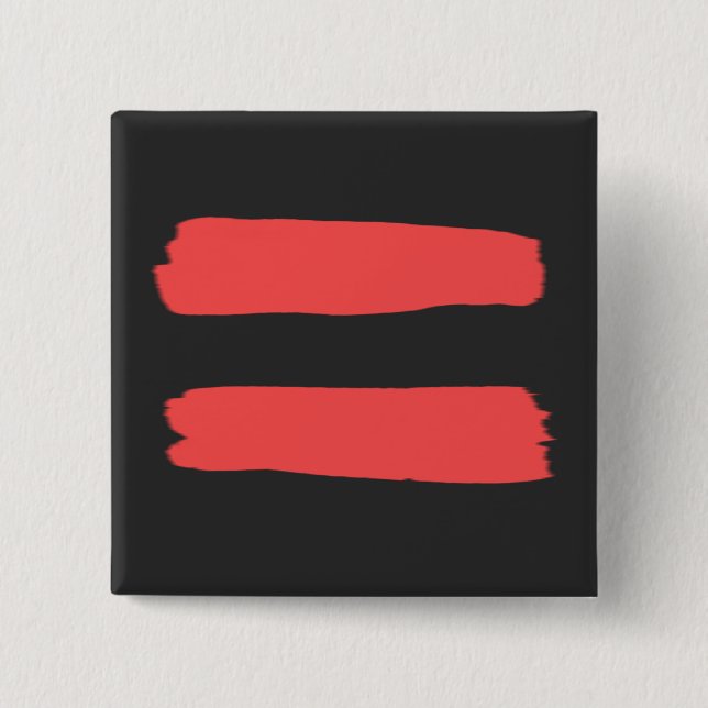 Badge Carré 5 Cm Signe d'égalité avec la peinture rouge (Devant)
