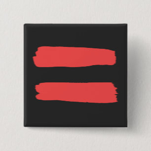 Badge Carré 5 Cm Signe d'égalité avec la peinture rouge