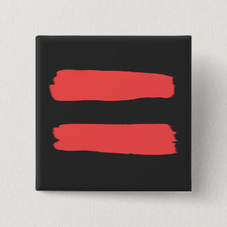 Badge Carré 5 Cm Signe d'égalité avec la peinture rouge