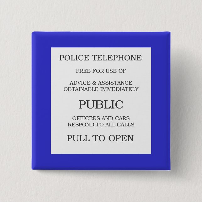 Badge Carré 5 Cm Signe public de cabine téléphonique (Devant)
