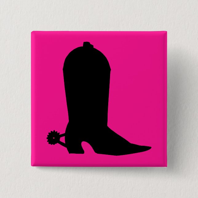 Badge Carré 5 Cm Silhouette d'amorçage de cowboy (Devant)