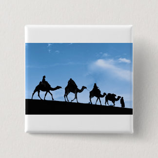 Badge Carré 5 Cm Silhouette de caravane de chameau