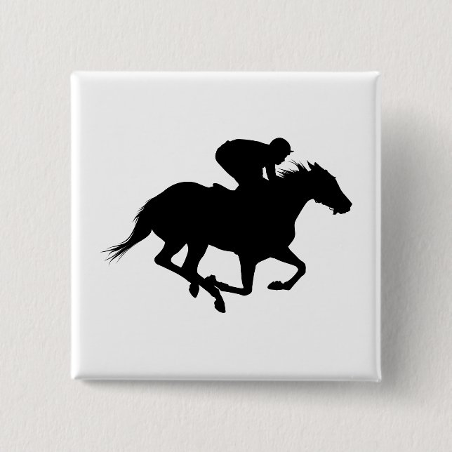Badge Carré 5 Cm Silhouette de cheval de course (Devant)