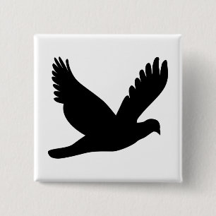 Badge Carré 5 Cm Silhouette de la colombe volante