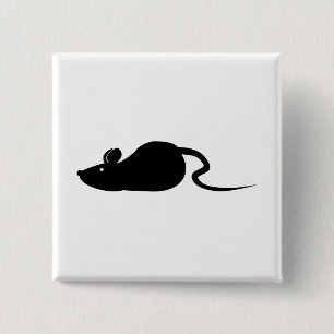 Badge Carré 5 Cm Silhouette de la souris