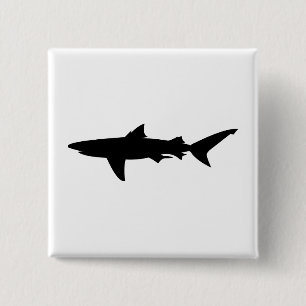 Badge Carré 5 Cm Silhouette de requin