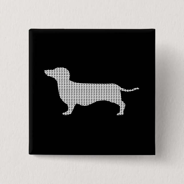 Badge Carré 5 Cm Silhouette de teckel de beaucoup (Devant)
