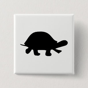 Badge Carré 5 Cm Silhouette de Tortue