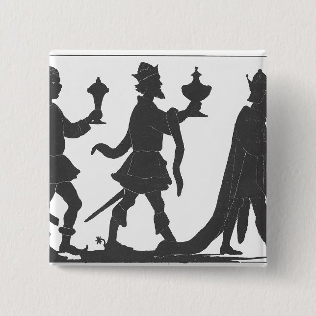 Badge Carré 5 Cm Silhouette des trois rois (Devant)