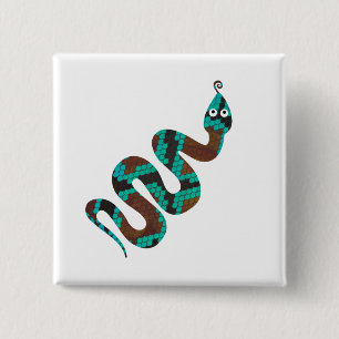 Badge Carré 5 Cm Silhouette d'impression Brown et Turquoise de serp