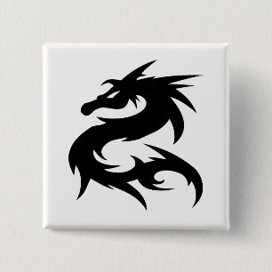 Badge Carré 5 Cm Silhouette du dragon tribal