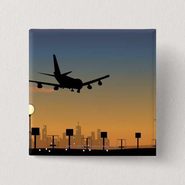 Badge Carré 5 Cm Silhouette d'un avion en vol (Devant)
