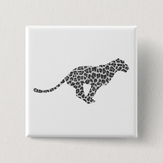 Badge Carré 5 Cm Silhouette gris léopard et gris clair (Devant)