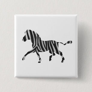 Badge Carré 5 Cm Silhouette noir et gris clair Zebra