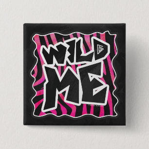 Badge Carré 5 Cm Silhouette noir et rose chaud Zèbre