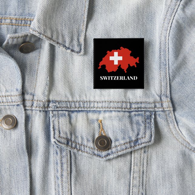 Badge Carré 5 Cm Silhouette Suisse (En situation)