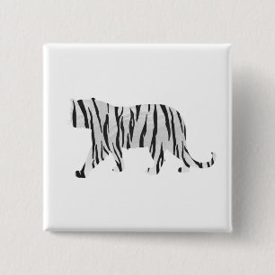 Badge Carré 5 Cm Silhouette Tiger noir et blanc