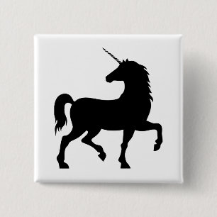 Badge Carré 5 Cm Silhouette Unicorne