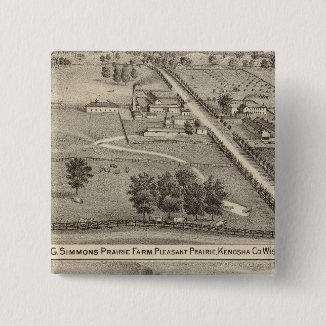 Badge Carré 5 Cm Simmon's Prairie Farm, Kenosha Water Cure (Devant)