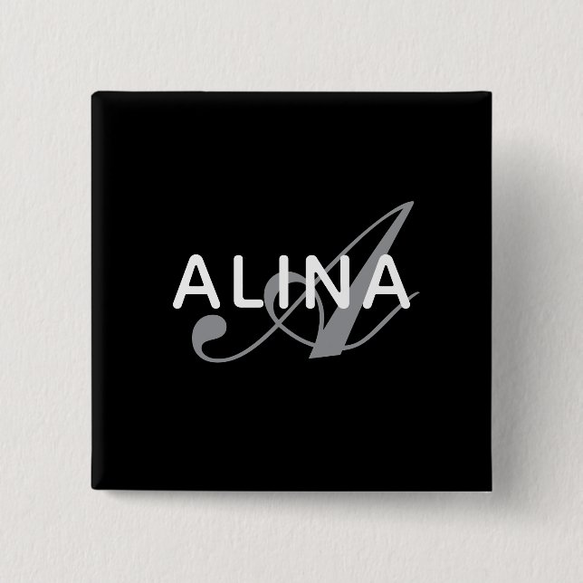 Badge Carré 5 Cm Simple Custom Name Monogram 2''Scratch Resistant (Devant)