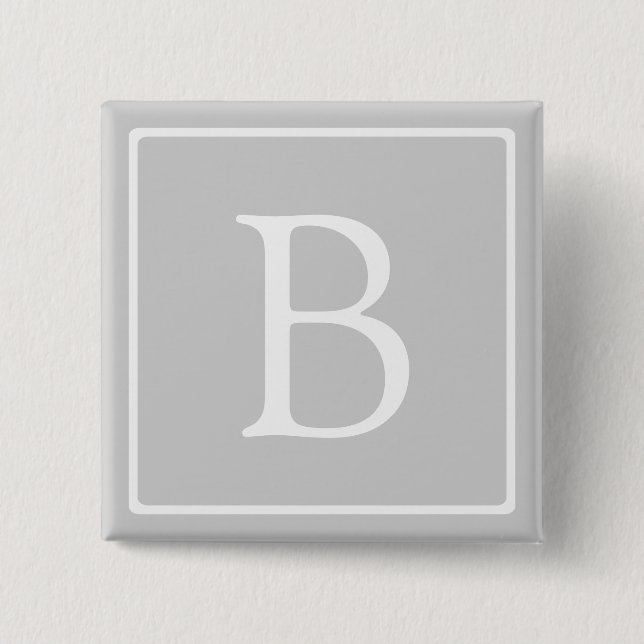 Badge Carré 5 Cm Simple Light Grey monogram (Devant)