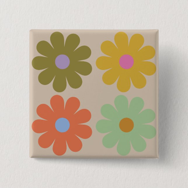Badge Carré 5 Cm Simple Pastel Vintage Flower Pattern (Devant)