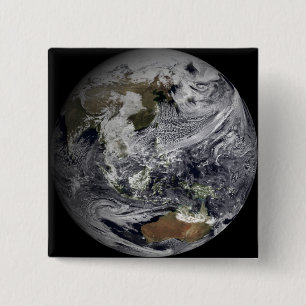 Badge Carré 5 Cm Simulation nuageuse de la Terre entière
