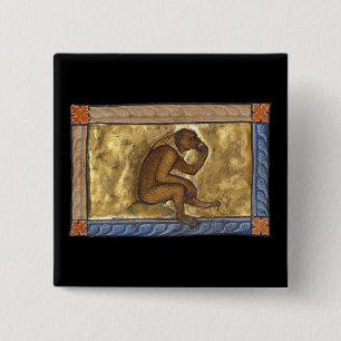 Badge Carré 5 Cm Singe bestiaire médiéval c. 1270