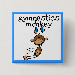 Badge Carré 5 Cm Singe de gymnastique