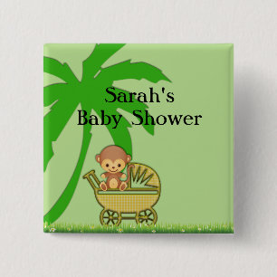 Badge Carré 5 Cm Singe de jungle dans le baby shower de voiture