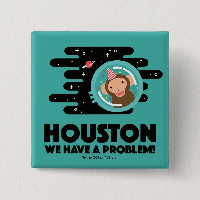 Badge Carré 5 Cm Singe de l'espace (Devant)