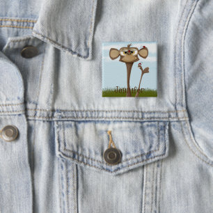 Badge Carré 5 Cm Singe idiot et coccinelles