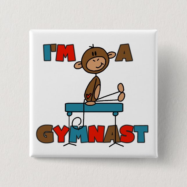 Badge Carré 5 Cm Singe je suis un gymnaste (Devant)