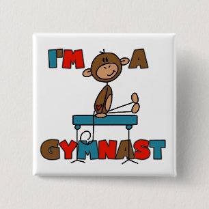 Badge Carré 5 Cm Singe je suis un gymnaste