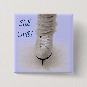 Badge Carré 5 Cm 'Sk8 Gr8 ! ' Pince