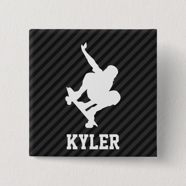 Badge Carré 5 Cm Skateboard ; Gris noir et gris foncé (Devant)