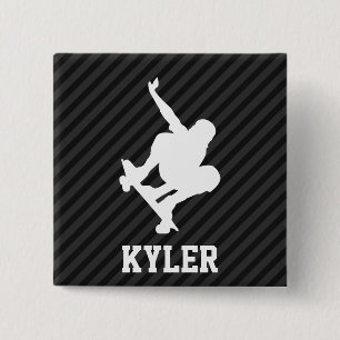 Badge Carré 5 Cm Skateboard ; Gris noir et gris foncé