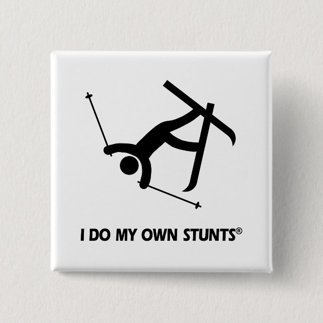 Badge Carré 5 Cm Skiant mes propres cascades (Devant)