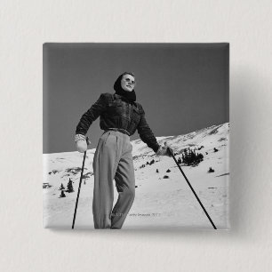 Badge Carré 5 Cm Skieur de femme