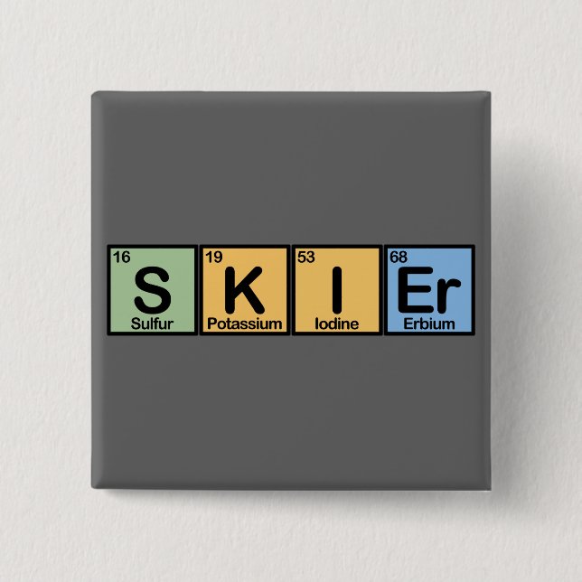 Badge Carré 5 Cm Skieur fait d'éléments (Devant)