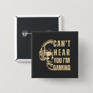 Badge Carré 5 Cm Skull Gamer Art – Can’t Hear You