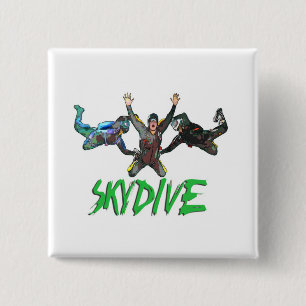 Badge Carré 5 Cm Skydive - texte vert